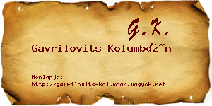 Gavrilovits Kolumbán névjegykártya